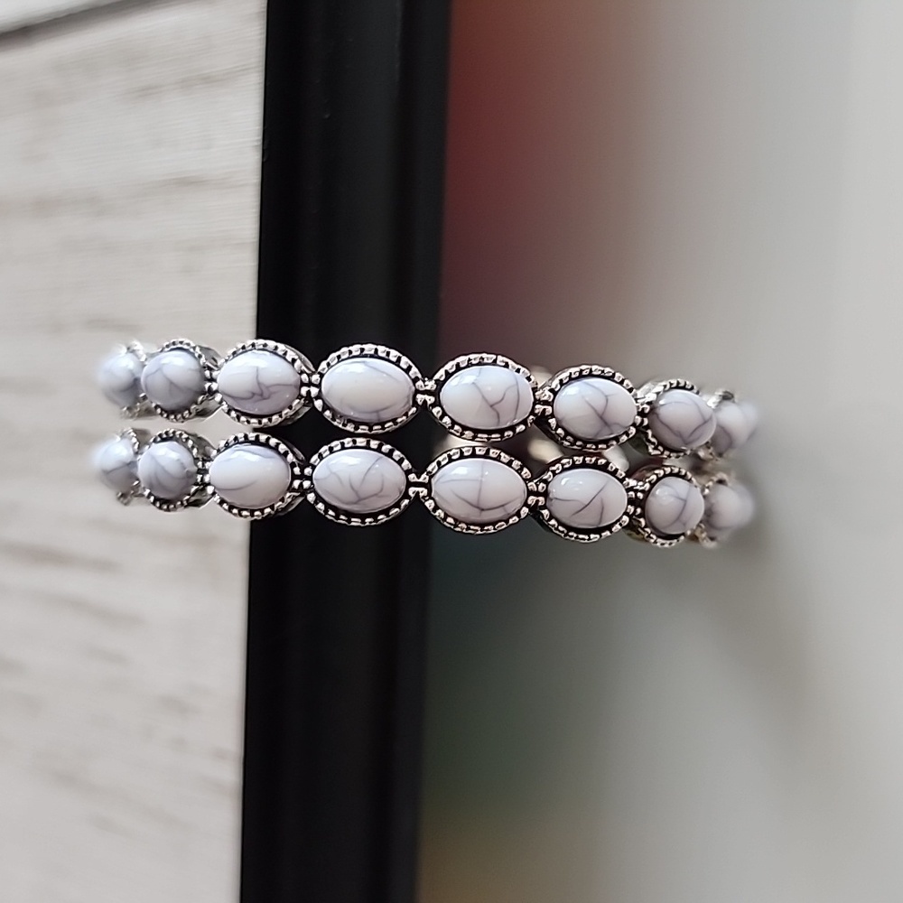 SIMULATED  Jasper Hoop Post  Earrings